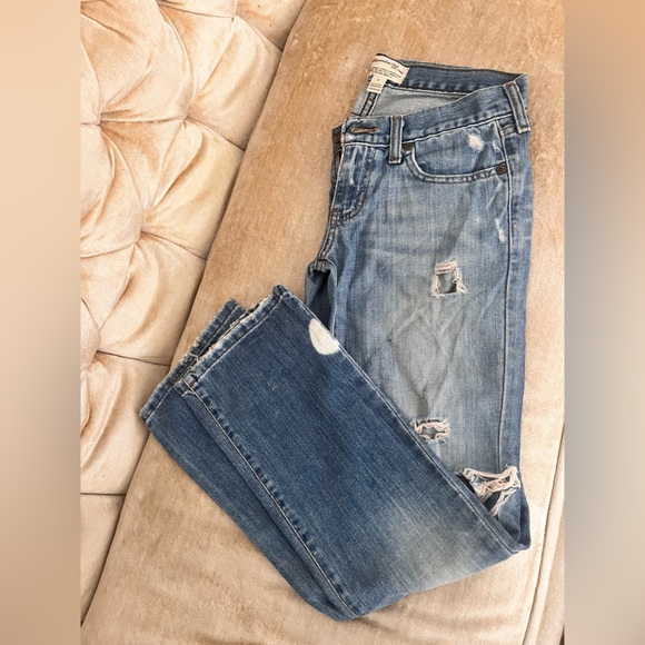 A&F Distressed Y2K Abercrombie & Fitch Jeans Size 0 Cotton Vintage - Picture 2 of 10